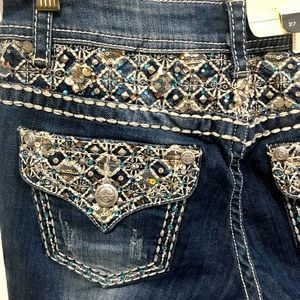 NWT GRACE LA HEAVY EMB FLAP POCKET JEANS SZ 27